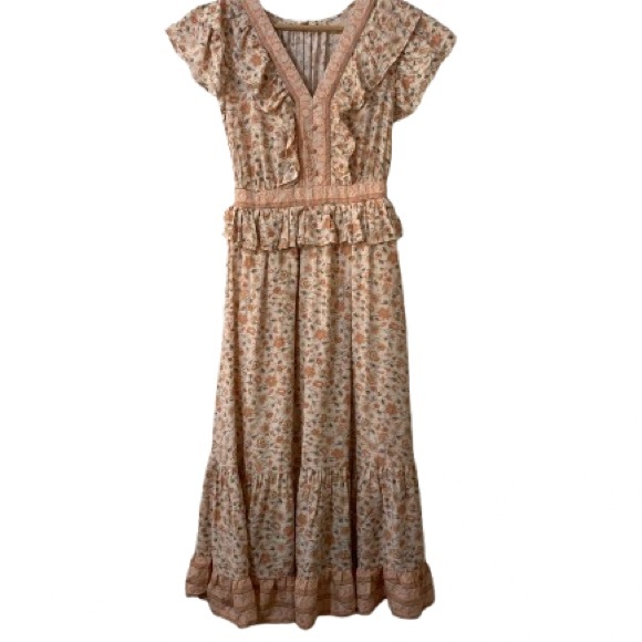 By The River Dresses & Skirts - Elegant Floral Maxi Dress with Ruffle Details